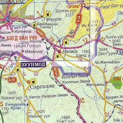 Strassenkarte Mongolei Mongolische Beschriftung